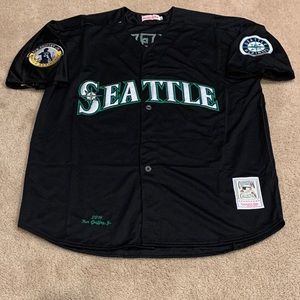 Ken Griffey Jr Seattle Mariners Jersey Mens XL NWT 2016 Black Alt w patches